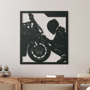 Billig Holzbild MOTORRADFAHRER UND SEINE LEIDENSCHAFT