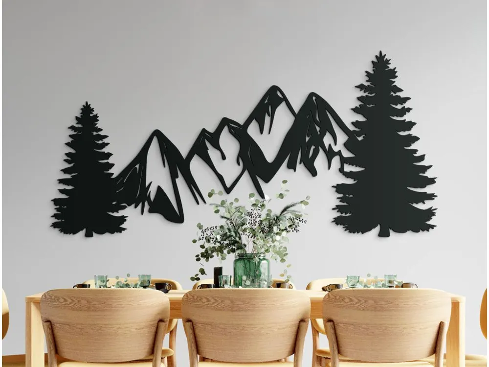 Günstig Modernes Holzbild BERGE UND WALD