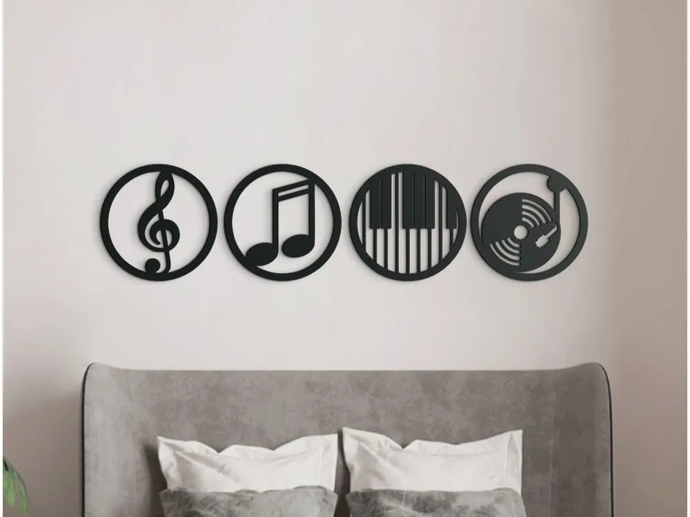 Highlight 4-teiliges Holzbild MUSIK