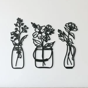 3-teiliger Holzsticker BLUMEN IN DER VASE Begrenztes Angebot
