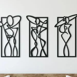 3-teiliges avantgardistisches Bild DREI DAMEN Preis Gesenkt