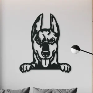 Sichere Zahlung Holzbild für die Wand Dobermann