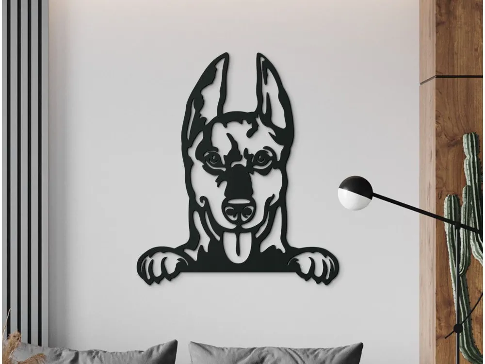 Sichere Zahlung Holzbild für die Wand Dobermann