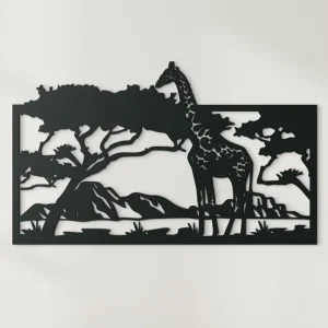 Sonderaktion Holzbild für die Wand GIRAFFE IN DER SAVANNE
