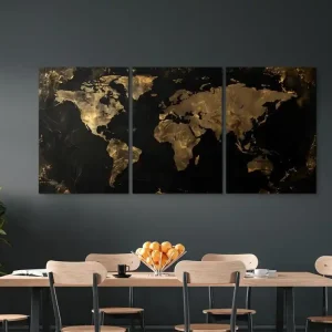 Wochenendangebot Design-Weltkarte – schwarz / gold
