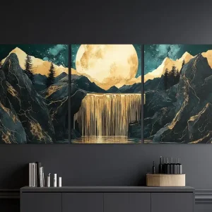 Dreiteiliges Bild Wasserfall im Mondlicht Top-Angebot