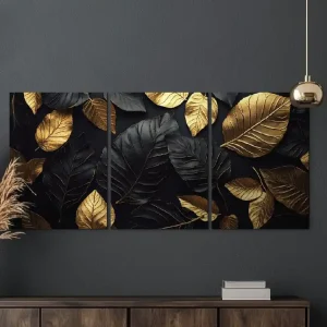 Jetzt Kaufen Dreiteiliges Dekorbild Goldenes Blatt