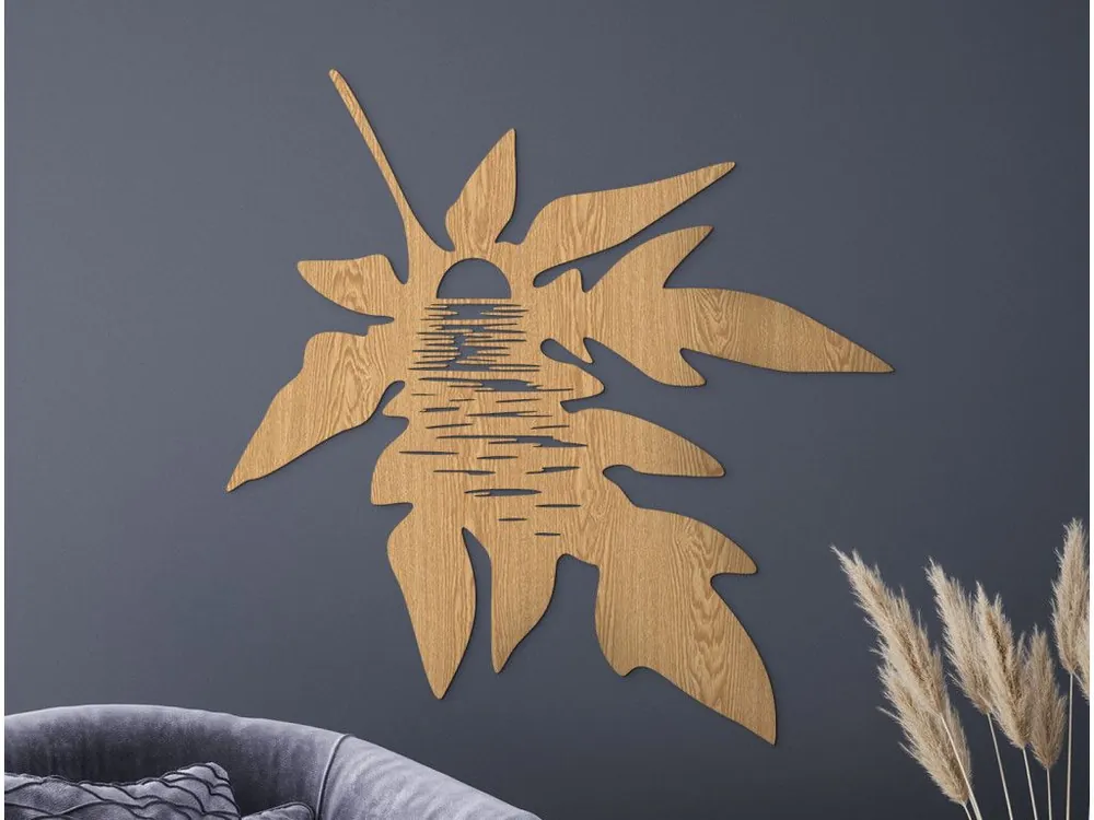 Holzdekoration SONNENUNTERGANG IN EINEM BLATT Geprüft
