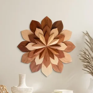 Knallerangebot Mandala-Blume in Holzoptik (UV-Druck)