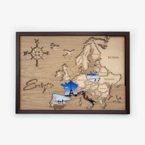 Wochenendangebot Reisekarte aus Holz EUROPA