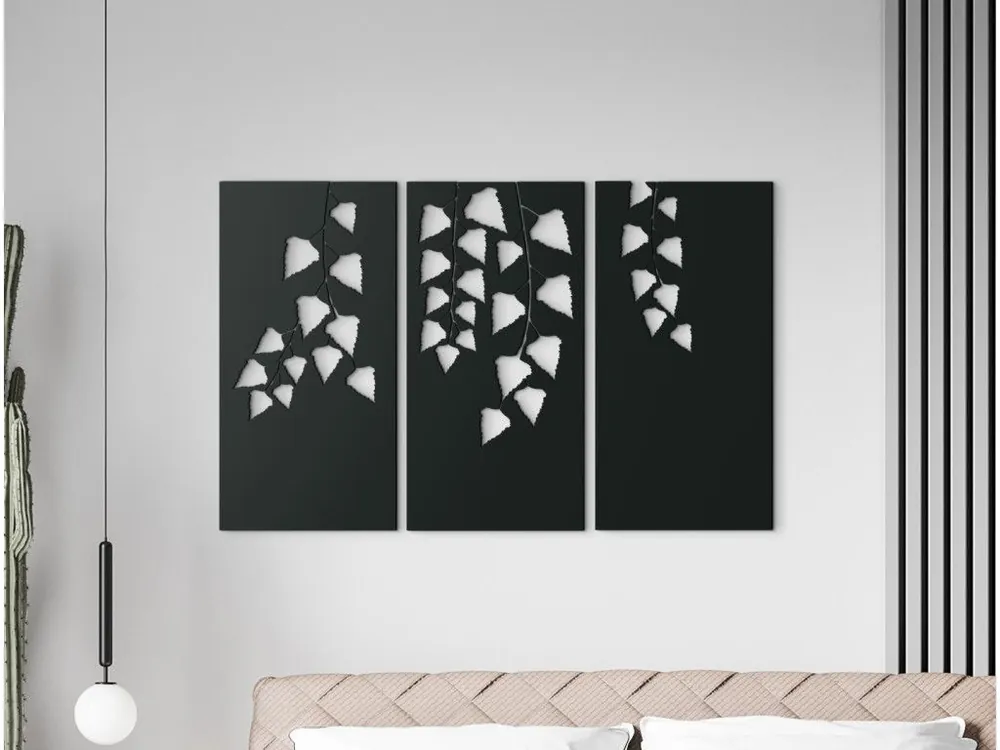 3-teiliges Bild BIRKENBLÄTTER Preis Gesenkt