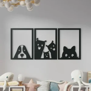 3-teiliges Kinderbild NEUGIERIGE TIERE Top-Angebot