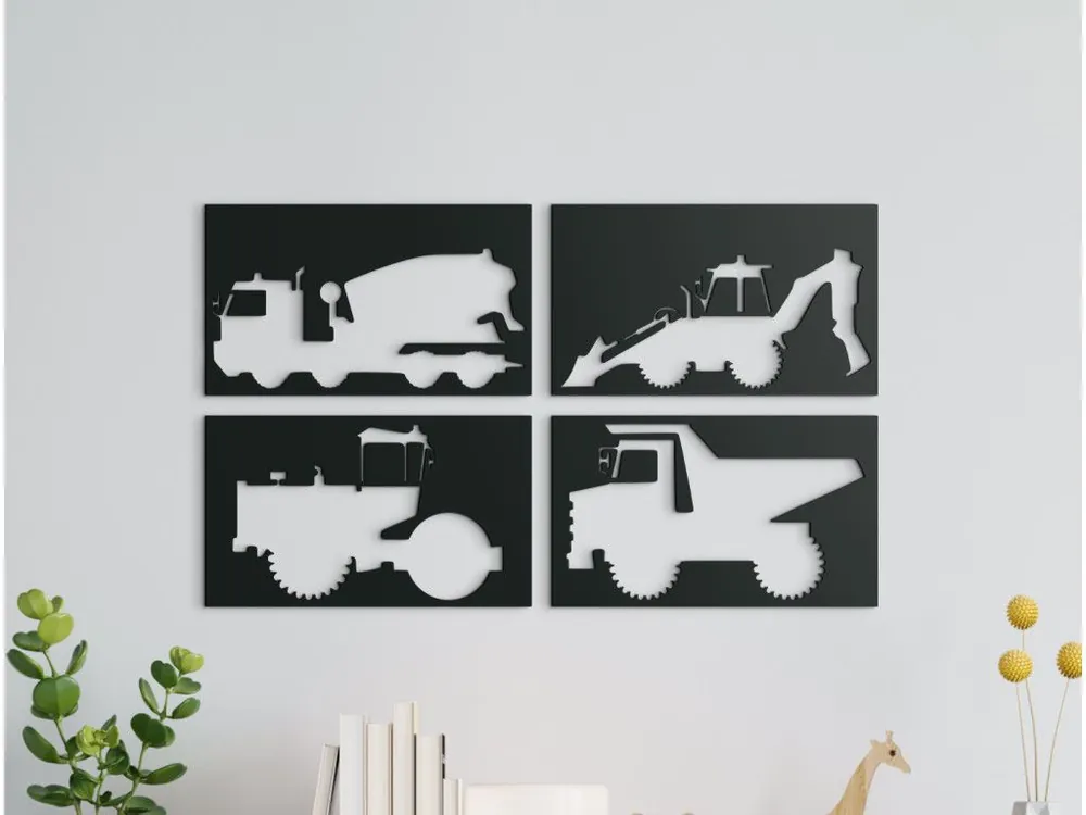 3D-Wandbild für Kinder BAUFAHRZEUGE Must-Have