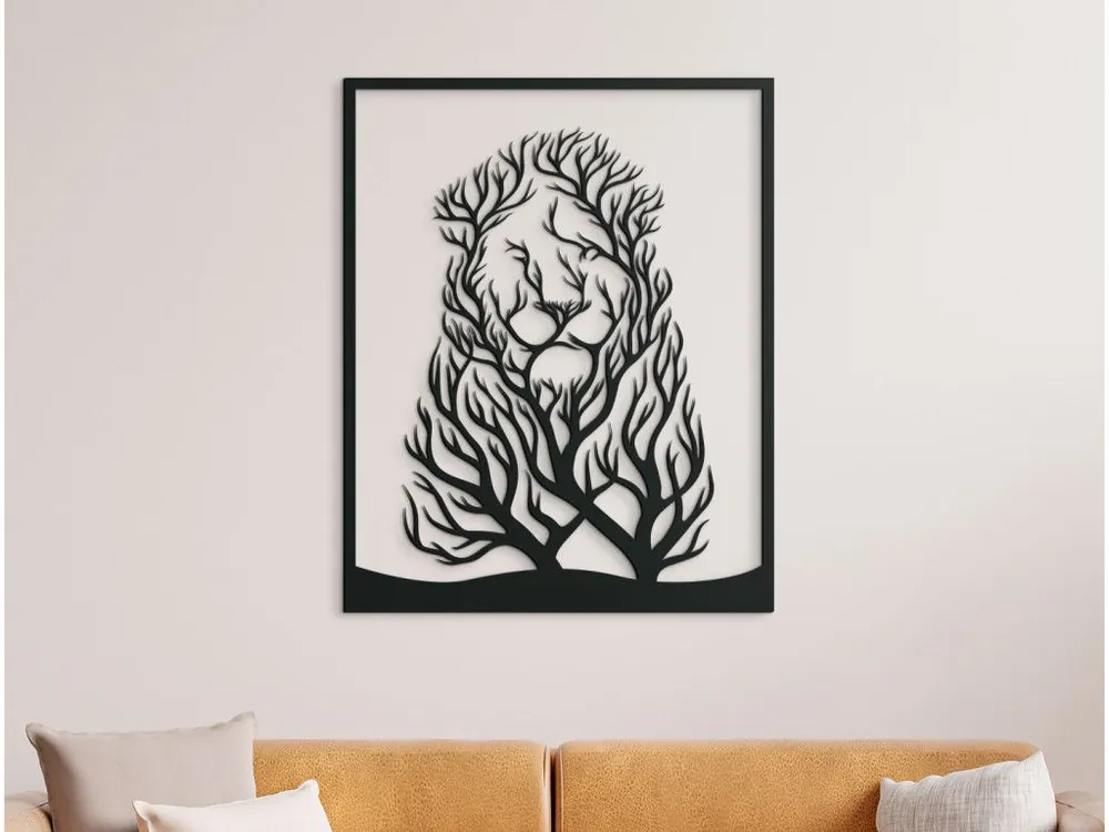 Gratis Versand 3D-Wandbild LÖWE UND BÄUME