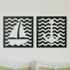 2-teiliges Wandbild ANKER MIT BOOT Top-Preis