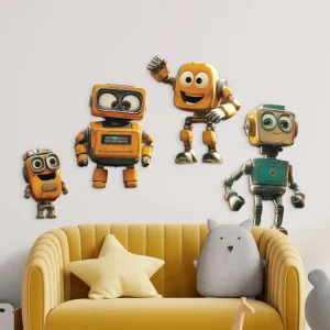 Highlight 4-teiliger Sticker fürs Kinderzimmer Roboter