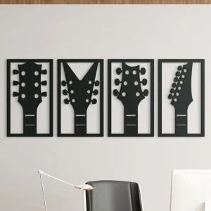 Kostenloser Rückversand 4-teiliges Holzbild GITARREN