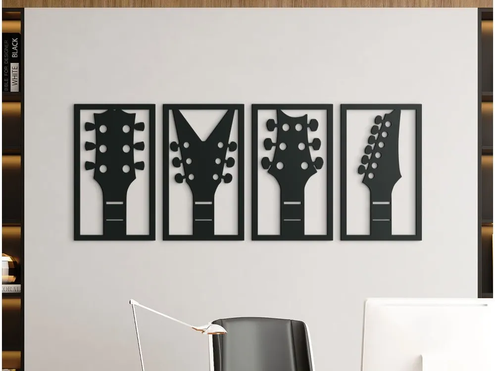 Kostenloser Rückversand 4-teiliges Holzbild GITARREN