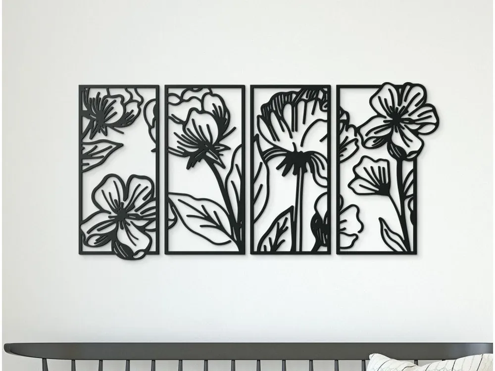 Schneller Versand 4-teiliges Wandbild BLUMEN