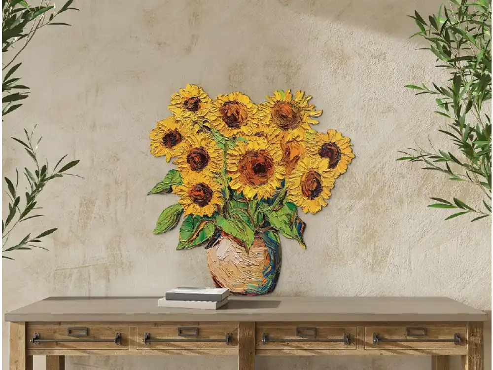 Schneller Versand Bild Gemalte Sonnenblumen in Vase