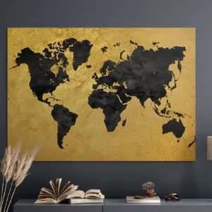 Sale Dekorative Weltkarte in goldenem Design