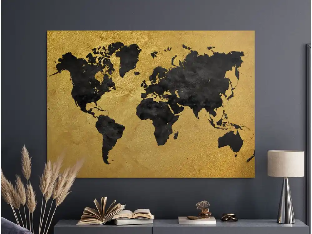 Sale Dekorative Weltkarte in goldenem Design