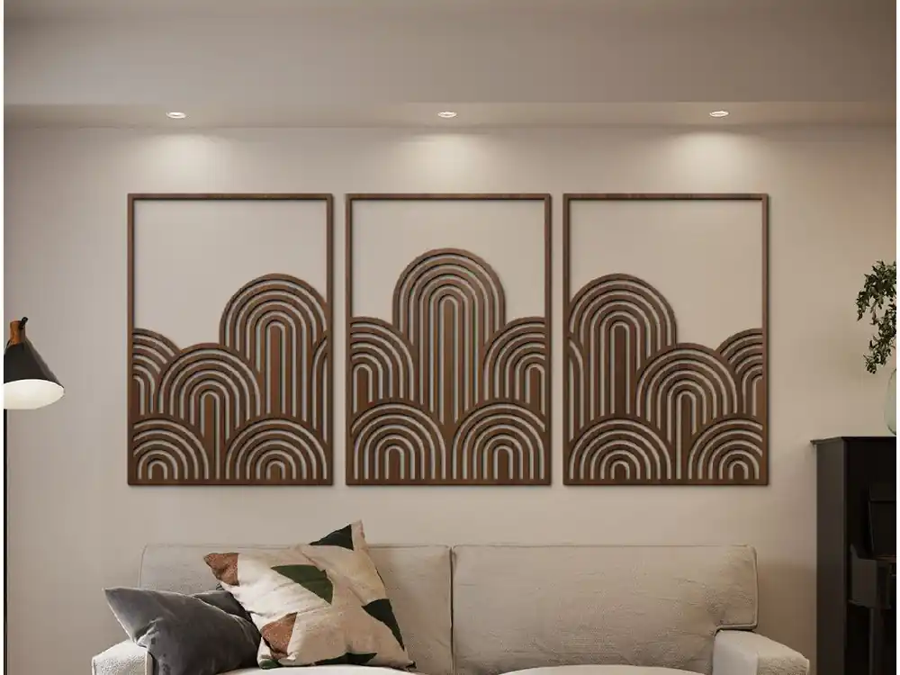 Schnäppchen Dreiteiliges Bild Art Deco Wellen