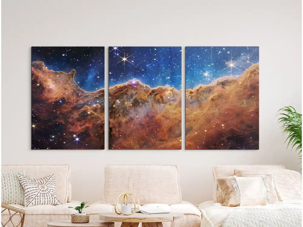 Dreiteiliges Gemälde Kosmische Klippen Preis Gesenkt