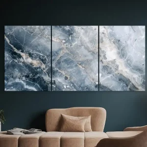 Günstig Dreiteiliges Marmorbild Wellengang