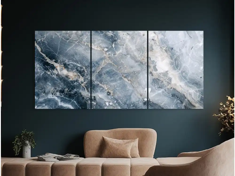 Günstig Dreiteiliges Marmorbild Wellengang