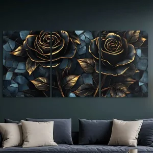 Saisonangebot Dreiteiliges Wandbild Goldenes Duett
