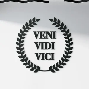 Holzaufschrift Veni vidi vici Solange Der Vorrat Reicht
