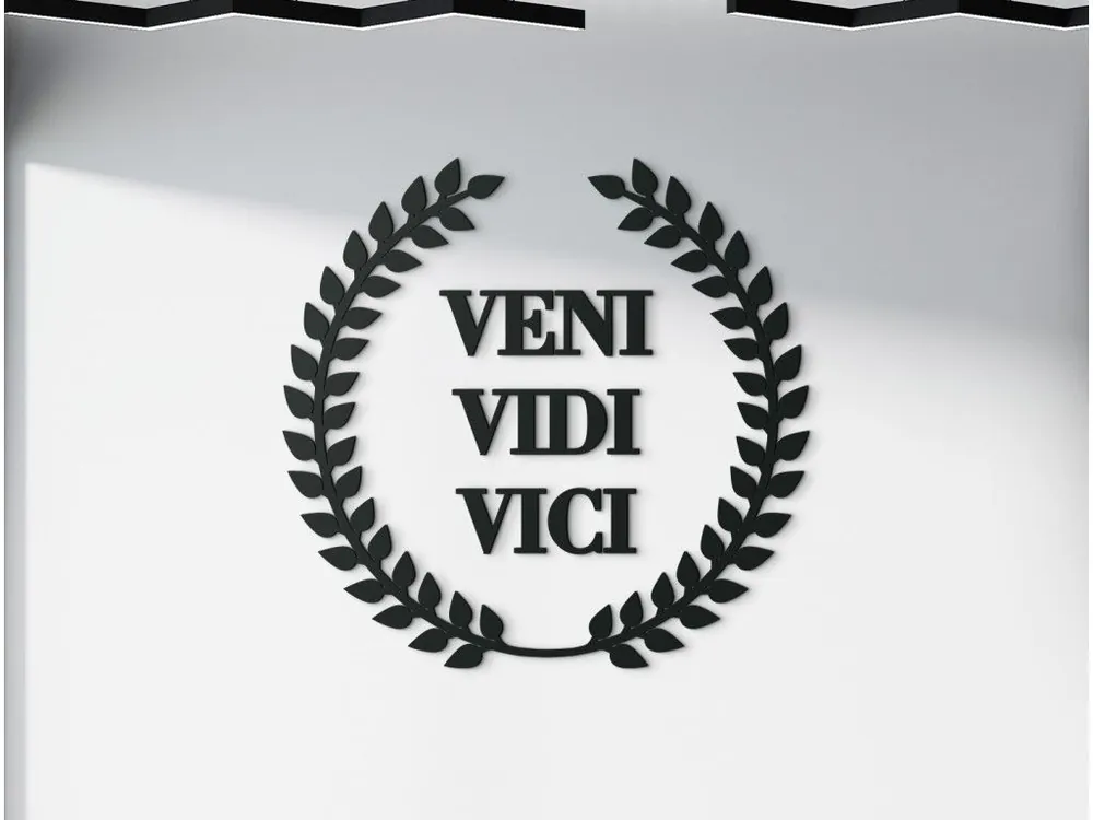 Holzaufschrift Veni vidi vici Solange Der Vorrat Reicht