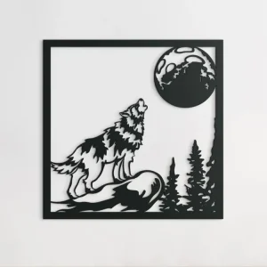 Holzbild ANFÜHRER DES WOLFSRUDELS Finale Aktion