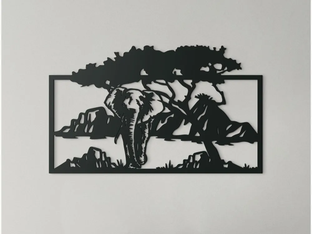 Jetzt Kaufen Holzbild ELEFANT IN DER SAVANNE