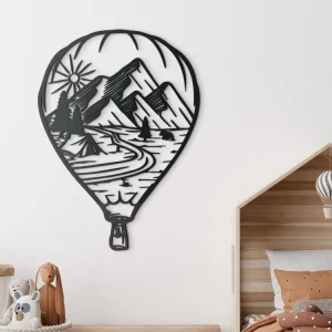 Preis Gesenkt Holzbild FLIEGENDER BALLON MIT NATUR