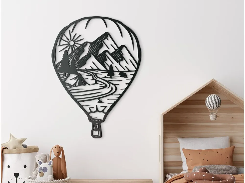 Preis Gesenkt Holzbild FLIEGENDER BALLON MIT NATUR