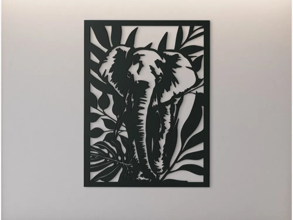 Holzbild für die Wand ELEFANT IM GRÜNEN Heißes Angebot
