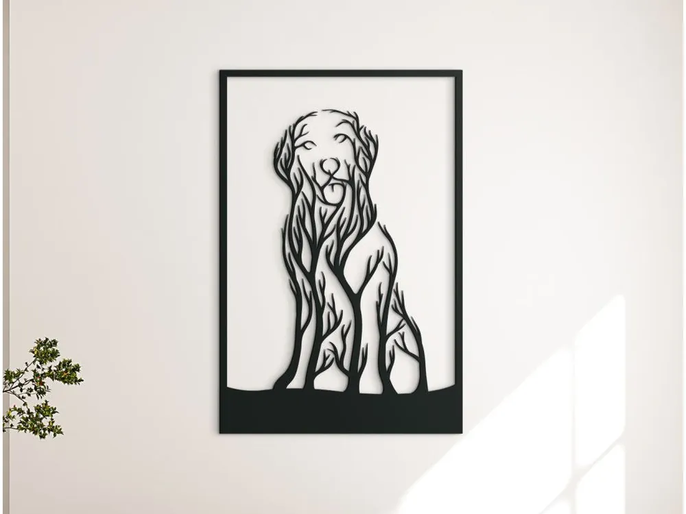 Holzbild für die Wand HUND UND BÄUME Sonderaktion