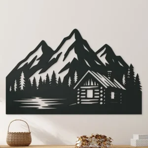 Holzbild Kleine Haus zu Füßen der Berge Schneller Versand
