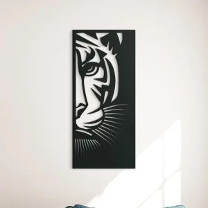 Preisreduziert Holzbild LAUERNDER TIGER