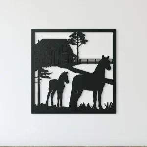 Sonderangebot Holzbild für die Wand STUTE MIT PFOHLEN