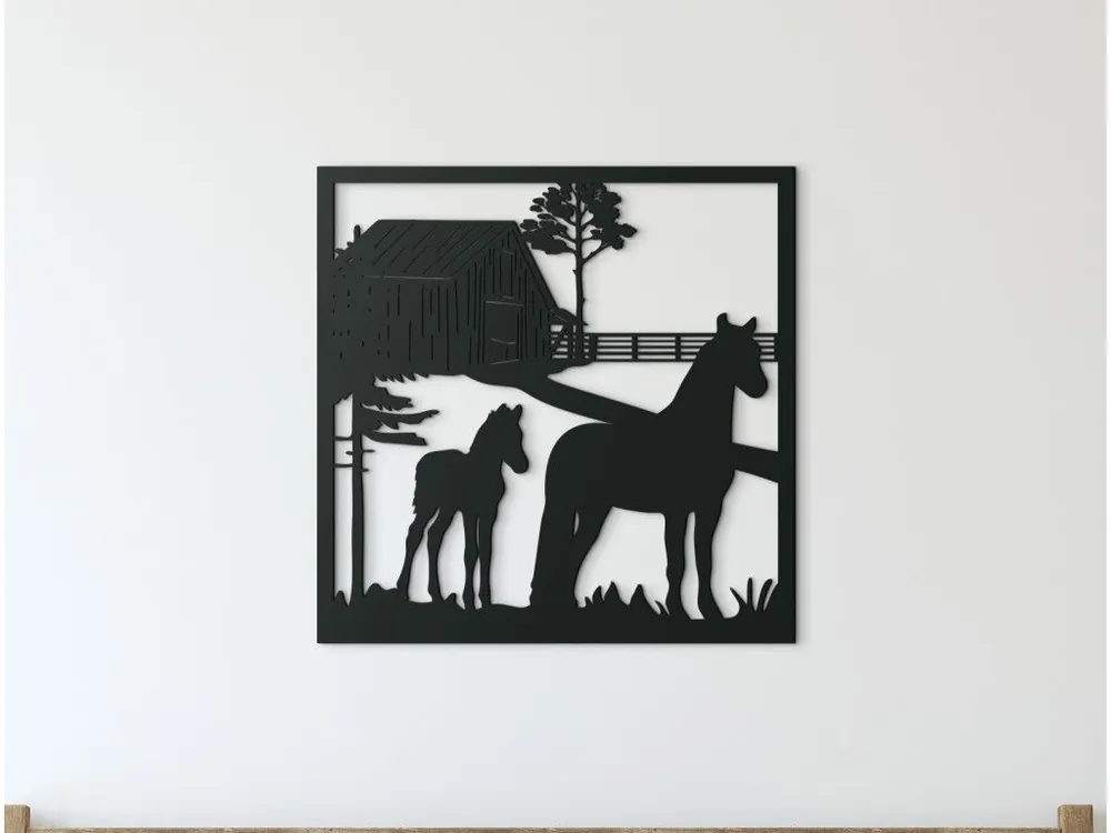 Sonderangebot Holzbild für die Wand STUTE MIT PFOHLEN