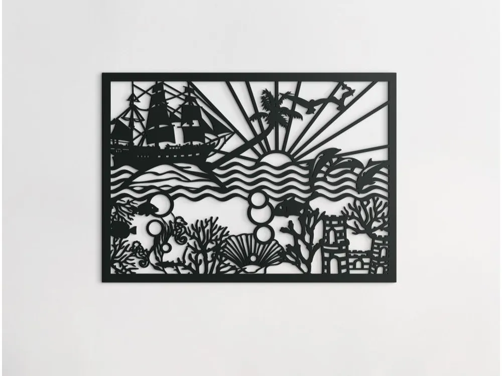 Schneller Versand Holzbild für die Wand UNTERWASSERWELT