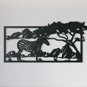 Holzbild ZEBRA IN DER SAVANNE Bestpreis