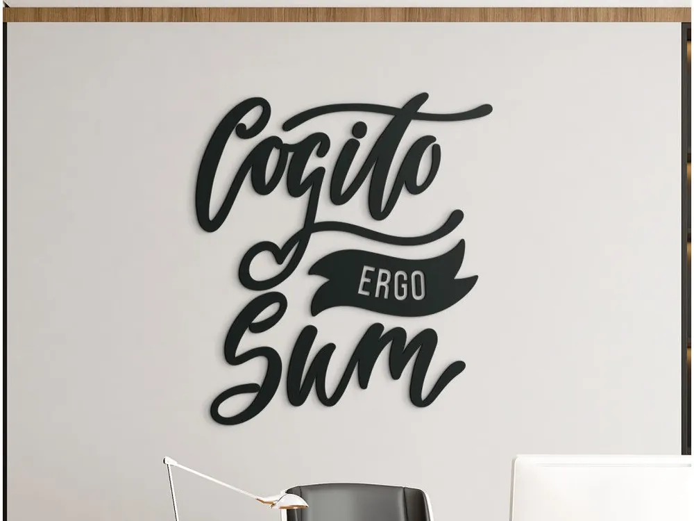 Holzdekoration Cogito ergo sum Preisreduziert