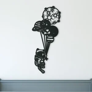 Neu Holzsticker ASTRONAUT MIT PLANETEN