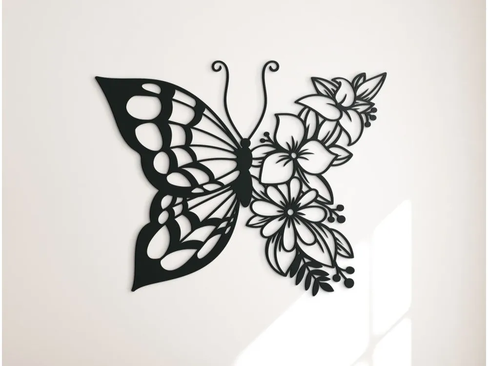 Jetzt Kaufen Holzsticker BLUMENSCHMETTERLING