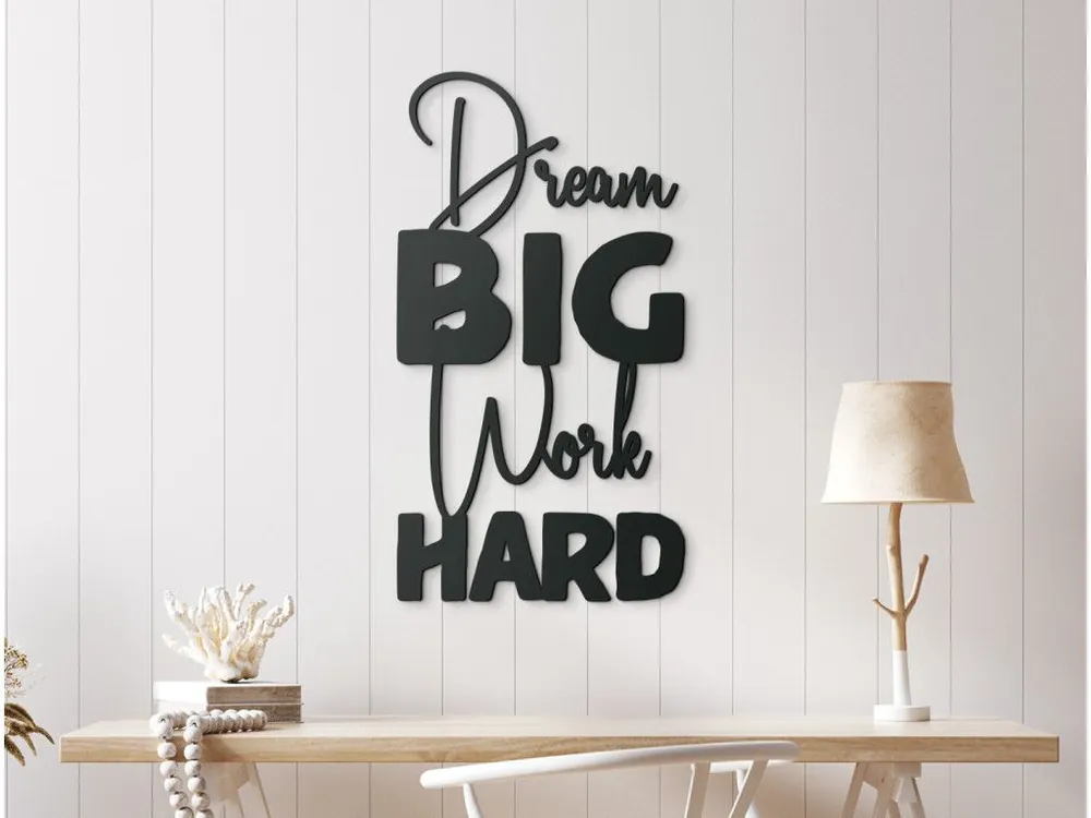 Gratis Versand Holzsticker DREAM BIG WORK HARD