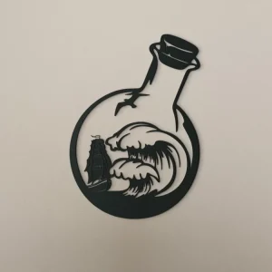 Sale Holzsticker für die Wand FLASCHE IM MEER